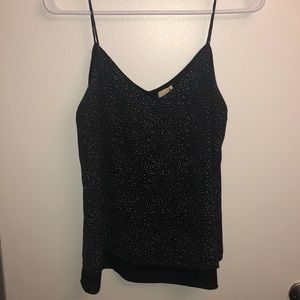 Black spaghetti strap tank top with white dots